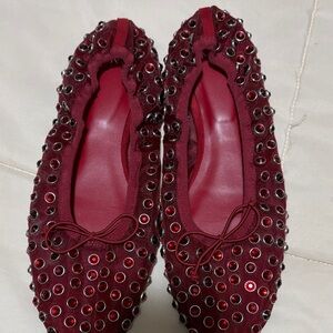 Stylish Red Studded Women's Flats